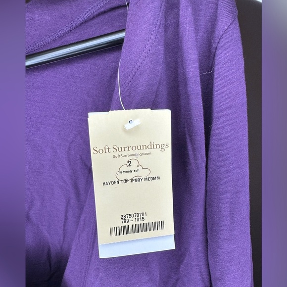 Soft Surroundings Purple Wrap Blouse with Long Sleeves - Picture 5 of 6